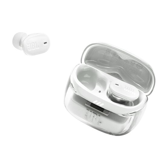 JBL Tune Buds 2 Ghost Edition - Ghost White - True Wireless Noise Cancelling Earbuds - Detailshot 2 JBL Tune Buds 2 Ghost Edition - Ghost White - True Wireless Noise Cancelling Earbuds - Detailshot 2